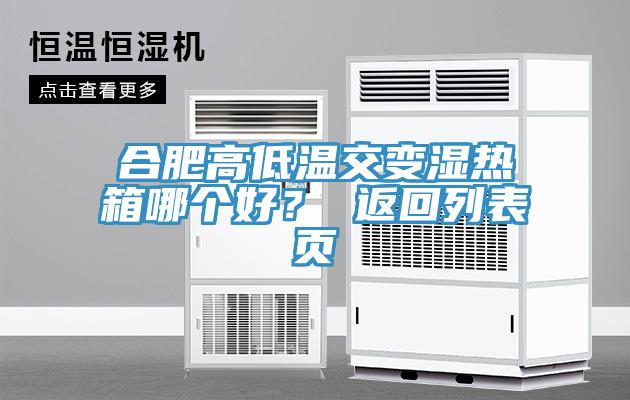 合肥高低溫交變濕熱箱哪個好？ 返回列表頁